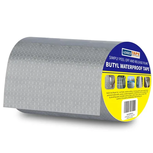 Vista 13 de ADHES - Cinta de butilo impermeable, cinta de papel de aluminio de 2 pulgadas x 16 pies, cinta selladora de butilo para reparación de caravanas
