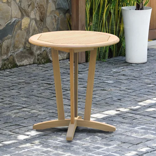 Vista 2 de Amazonia Victor - Mesa redonda Bistro para exteriores, teca certificada, ideal para patio e interiores, 27 pulgadas de largo x 27 pulgadas de ancho