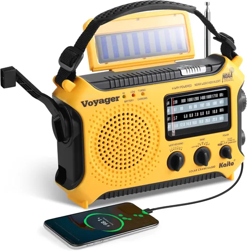 Vista 11 de Radio de alerta meteorológica Kaito KA500 de emergencia AM/FM/SW con 5 funciones Rojo