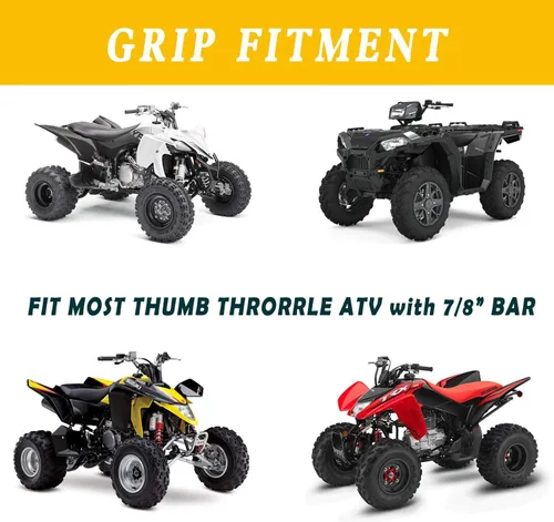Vista 2 de 7/8'' ATV Grips Universal Handlebar Grips Soft Rubber Motorcycle Grip for ATV Polaris Thumb Throttle Kid Youth 4 Wheeler Quad 400ex