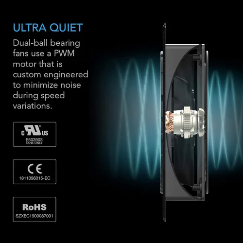 Vista 4 de AC Infinity AIRPLATE T7 sistema de refrigeración silencioso con termostato para sistemas de Home Theater