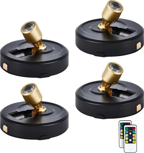 Vista 23 de Paquete de 2 Focos LED Inalámbricos a Batería para Cuadros, Luces de Disco con 2 Controles Remotos, Foco Adhesivo Regulable con Temporizador