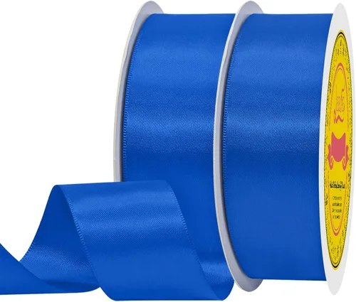 Vista 151 de Cinta de satén plateada de doble cara de 1-1/2 pulgadas x 50 yardas, cinta plateada de poliéster para envolver regalos, muy adecuada para bodas