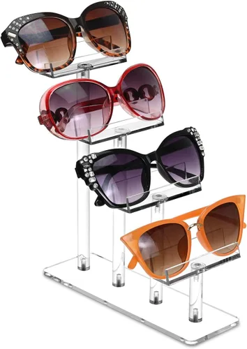 Vista 14 de MOOCA 3 Tier Premium Acrylic Eyewear Display Stand, Sunglasses Rack Holder, Sunglasses Stand, Eyewear Organizer for Eyeglasses, 5 in H