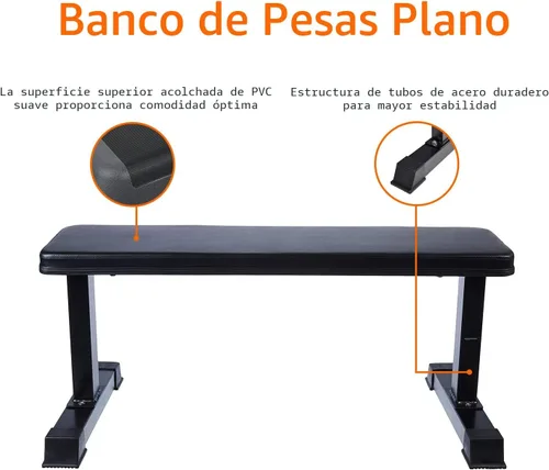 Vista 4 de Amazon Basics Banco de pesas plano, negro