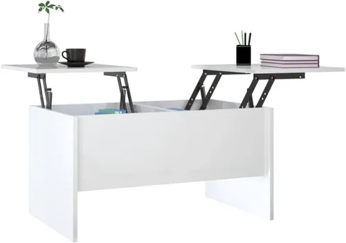 Vista 27 de Mesa auxiliar, mesa de centro emergente, juego de mesa auxiliar adecuada para sala de estar, oficina, balcón, sala de estar familiar, roble Sonoma