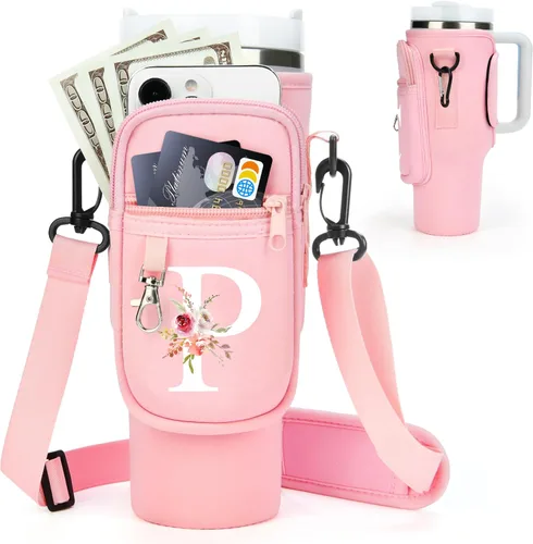 Vista 63 de Initial Water Bottle Holder with Strap for Stanley Cup Accessories 40 oz Tumbler/Simple Modern Tumbler Bag, Water Bottle Carrier Bag with Strap for