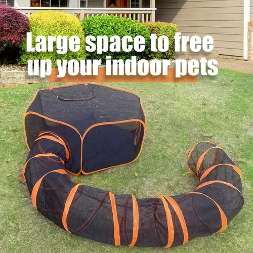 Vista 2 de Corralito de animales pequeños, conejillo de indias, jaula para erizo, jaula de conejo con divertido túnel envolvente, transpirable y transparente