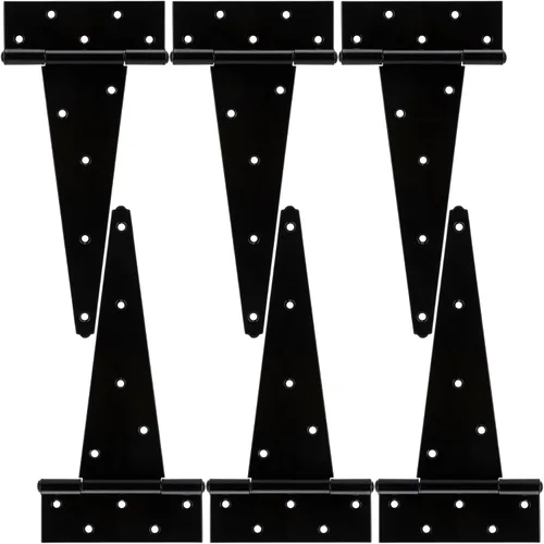 Vista 18 de Hillmaster Bisagras de puerta de cobertizo resistentes con correa en T de 4 pulgadas, bisagra en T negra para cercas de madera, persiana, ventana