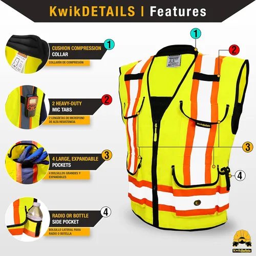 Vista 4 de KwikSafety - Charlotte, NC - GODFATHER Safety Vest [CUSHIONED COLLAR + TABLET POCKET] ANSI OSHA