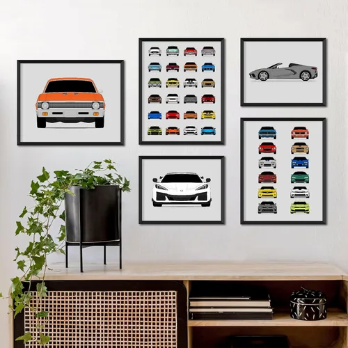 Vista 5 de Custom Car Posters Handmade Poster compatible with Chevy Corvette ZR1 C4 (1990-1995) Print Wall Art Décor - 8x10 Metallic Print (Unframed)
