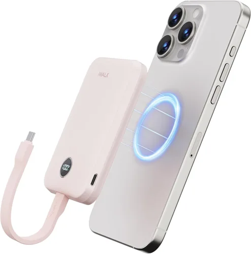 Vista 8 de iWALK Banco de energía magnético de 10000 mAh, cargador portátil inalámbrico de 30 W con cable USB-C de carga rápida, batería certificada Qi2 de 15