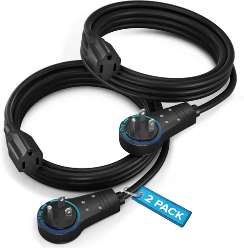 Vista 14 de Maximm Cable de extensión de enchufe plano giratorio de 360°, cable de extensión de 3 clavijas, cable de alimentación de 16 Awg, color negro