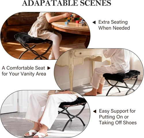 Vista 26 de Silla platillo, cómodas sillas de dormitorio, silla plegable de piel sintética de gran tamaño, silla plegable con marco de metal para sala de estar