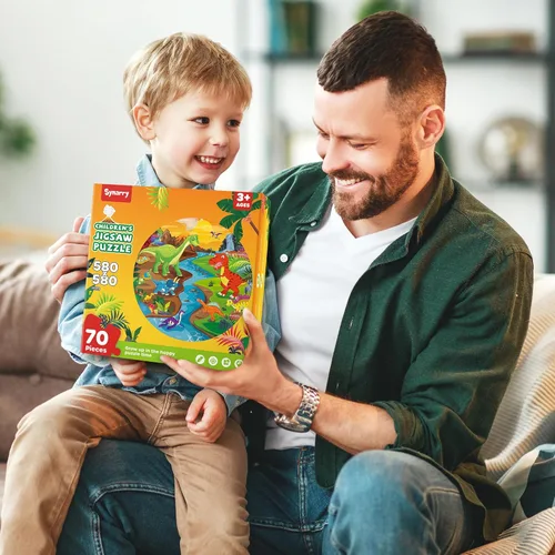 Vista 7 de SYNARRY Rompecabezas de Piso para Niños de 4 a 6 años, Rompecabezas Grandes de 70 Piezas de Dinosaurios para Niños Pequenos de 2 a 4 años