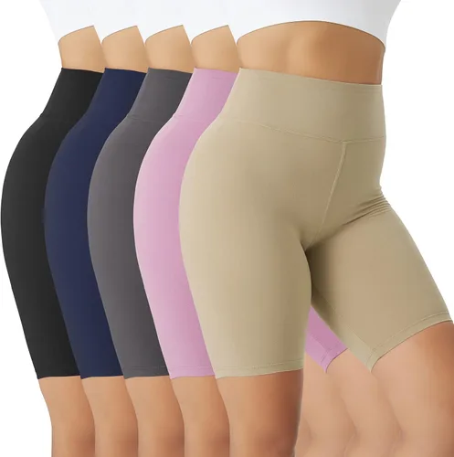 VALANDY Pantalones cortos de yoga para mujer, de cintura alta, pantalones cortos de ciclista, suaves, para entrenamiento, correr, paquete de