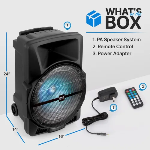 Vista 3 de Pyle - Sistema de bocinas PA portátil e inalámbrico – alta potencia de 1200W, compatible con Bluetooth para interiores y exteriores, altavoz DJ