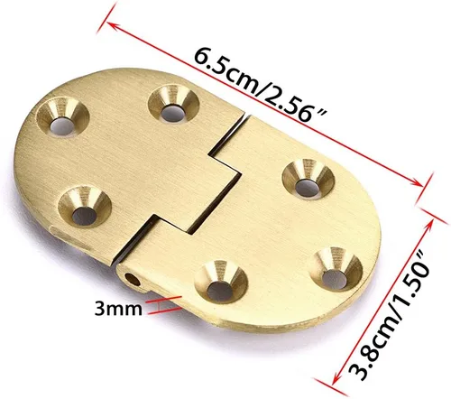 Vista 2 de OwnMy Bisagra de latón macizo, bisagra a tope de cajón de escritorio para máquina de coser de mesa, puertas y mesa plegable con tornillos