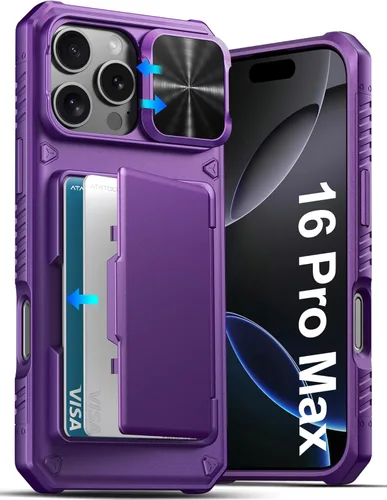 Vista 46 de ATATOO Funda para iPhone 17 con Portador de Tarjetas (Almacena 3-5 Tarjetas) [Bloqueo RFID] y Cubierta Deslizante para Cámara, Protección de Grado