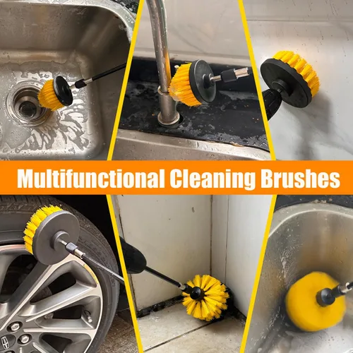 Vista 2 de Juego de 10 cepillos de taladro, kit de cepillos para taladro, incluye almohadillas para fregar, juego de accesorios de cepillo de limpieza