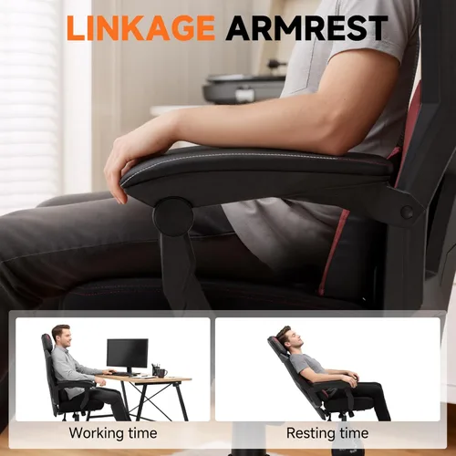 Vista 5 de GTPLAYER Silla de computadora con reposapiés ajustable, silla ergonómica para juegos con reposacabezas y soporte lumbar, silla de oficina de malla