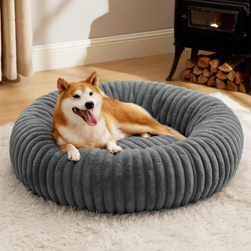 Vista 16 de Bedsure ComfyFleece™ Cama para perros pequeños en forma de dona, camas para perros pequeños con forro polar de pana y parte inferior antideslizante