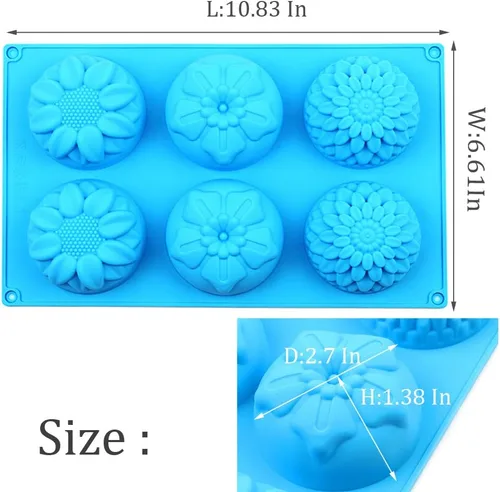 Vista 3 de Moldes de silicona con forma de flor, 3 paquetes de 6 bandejas de cavidades para pastel casero, molde para cupcakes, forma de fondant, decoración