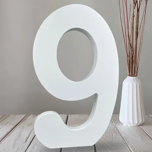 Vista 9 de AOCEAN Números de madera blanca de 10 pulgadas, número de madera sin terminar para pared, números decorativos de pie, rebanadas, decoración