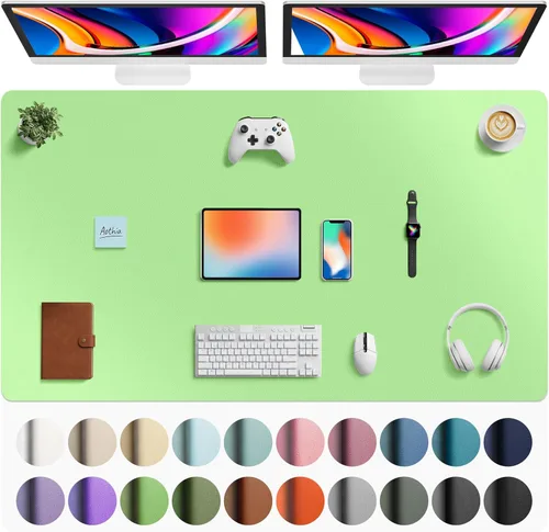 Vista 799 de Aothia Protector de escritorio de cuero, alfombrilla para mouse, alfombrilla de escritorio de oficina, 31.5 x 15.7 pulgadas, secante de escritorio