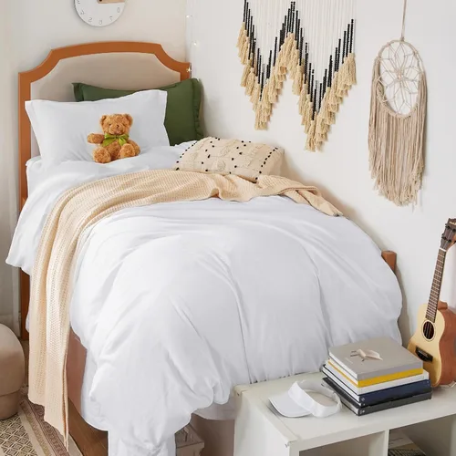 Vista 59 de Bedsure Funda de edredón blanca de tamaño matrimonial, suave, prelavado, 3 piezas, 1 funda de edredón de 80 x 90 pulgadas con cierre de cremallera