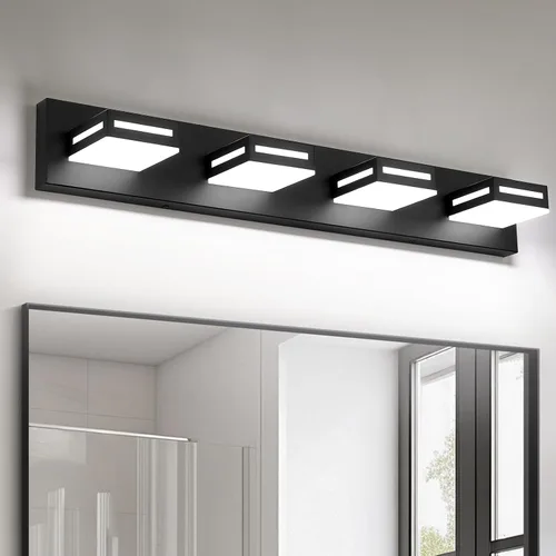 Vista 12 de Luminaria de Tocador LED Moderna Dorada de 24 Pulgadas con 3 Luces para Baño sobre Espejo, Accesorios de Iluminación de Baño con Blanco Frío 6000K