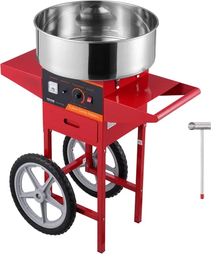 Vista 34 de VEVOR - Máquina eléctrica para hacer algodón de azúcar con carro, máquina comercial para hacer caramelo de 1000W con tazón de acero inoxidable