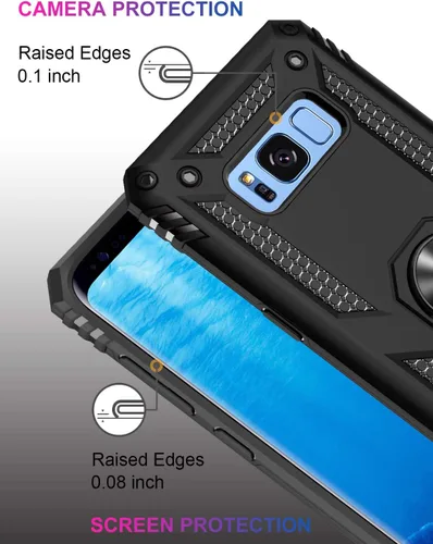 Vista 3 de LUMARKE Funda para Galaxy S8, pasa 16 pies, probada contra caídas con soporte de anillo magnético, compatible con soporte de montaje de automóvil