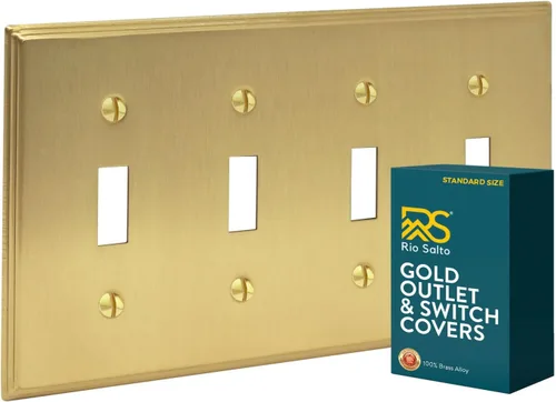 Vista 22 de Rio Salto BRASS Deco Collection - Placa de pared ciega de metal dorado de tamaño estándar, cubierta de salida resistente a la corrosión