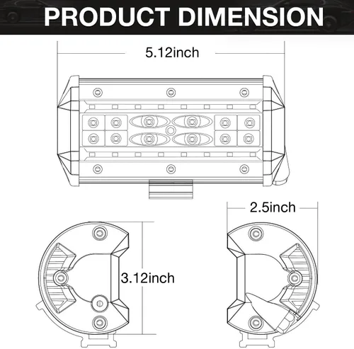 Vista 2 de Pack de 2 focos de luz LED CREE, DJI 4X4, haz de proyección, para conducción fuera de carretera, panel negro, para camiones, Jeep, SUV, ATV, UTV