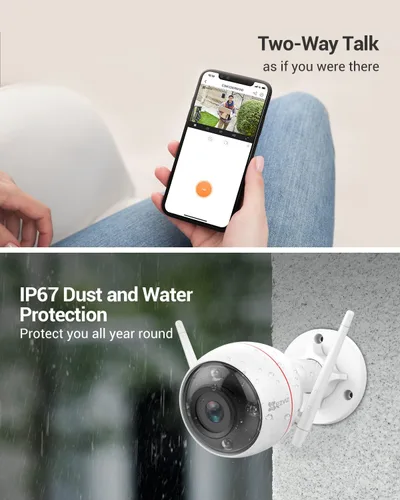 Vista 22 de EZVIZ Cámara de seguridad al aire libre, cámara WiFi 2k+, IP67 impermeable, visión nocturna a color, alertas de voz personalizables, detección