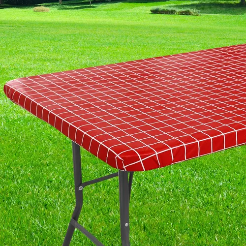 Vista 314 de Mantel rectangular, manteles de plástico elásticos ajustables con parte trasera de franela para mesas de 4 pies, manteles de vinilo impermeables