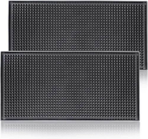 Vista 14 de Alfombrillas de Goma Premium para Barra de Mostrador 18" x 12" Alfombrillas Negras con Borde Blanco para Bartending, Tapete de Servicio de Bar, Bar