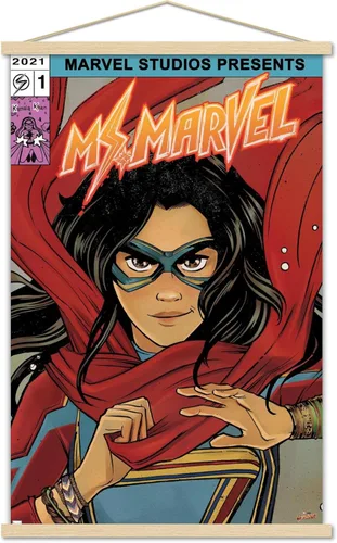 Vista 16 de Trends International Marvel Ms. Marvel - Póster de pared de cómic, 22.4 pulgadas de largo x 14.7 pulgadas, versión enmarcada en madera de granero