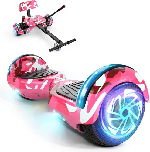 Vista 7 de SISIGAD Scooters for Kids Ages 7-12, with Built-in Bluetooth Speaker and 6.5" Colorful Lights Wheels, Safety Certified Self Balancing Scooter Negro