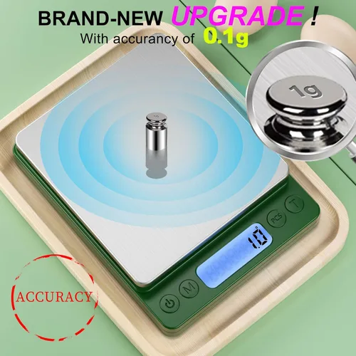 Vista 2 de Báscula digital de alimentos para gramos y onzas, YONCON 3000g/0.1gramo de precisión báscula de cocina multifuncional para cocinar, hornear