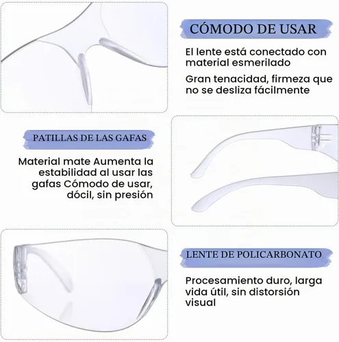 Vista 3 de Yunsailing Paquete de 100 gafas de seguridad a granel a prueba de salpicaduras, gafas de protección ocular resistentes a los arañazos y impactos