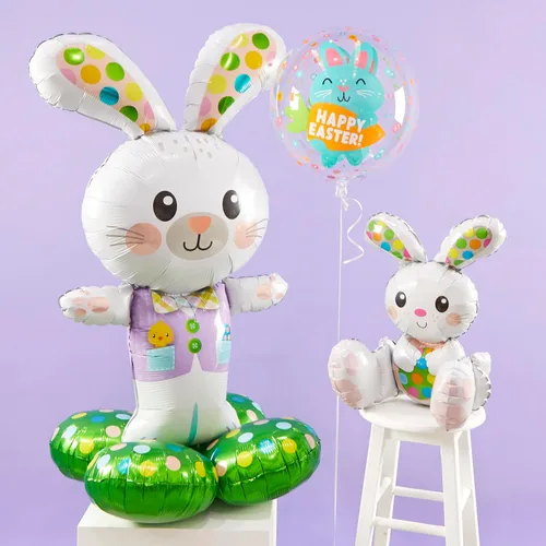 Vista 2 de Anagram - Globo de papel de aluminio para fiesta de conejo de Pascua Airloonz, 46 pulgadas, multicolor, (43772)