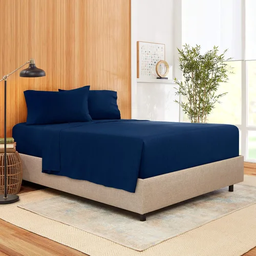 Vista 4 de Juego de ropa de cama de 800 hilos de 4 piezas, 100% algodón egipcio, color negro, sábana bajera ajustable de algodón de fibra larga, se adapta a