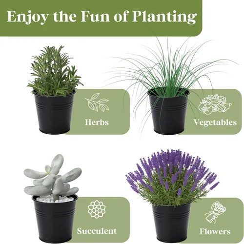 Vista 6 de PERFNIQUE Jardín de Hierbas de Interior, Maceta para Hierbas de Interior/Exterior, Macetas de Estilo Campestre, Jardín de Hierbas en Ventana