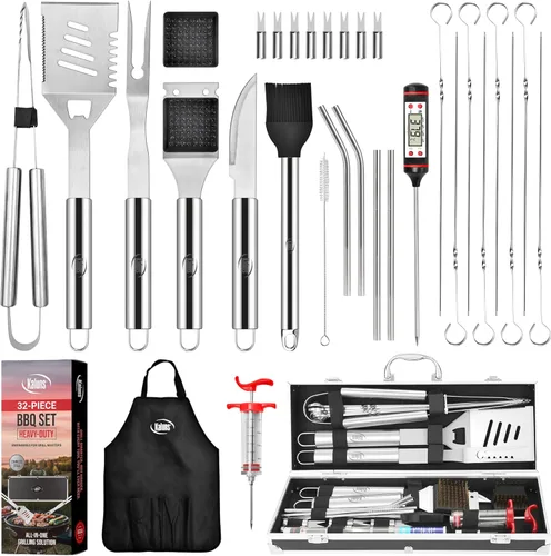 Vista 9 de Kaluns - Juego de accesorios para barbacoa, juego completo de parrilla, regalos para papá para Navidad, 40 piezas de accesorios premium
