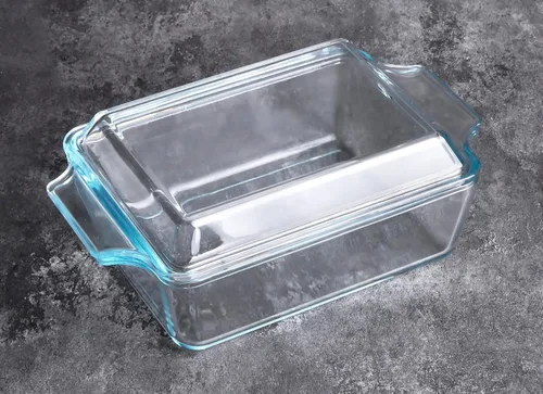 Vista 3 de Cazuela rectangular de vidrio templado, fuente para hornear de vidrio templado con tapa de vidrio. Apto para horno, congelador y lavavajillas. - 1