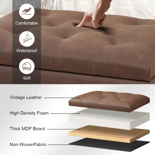 Vista 60 de Joveco Banco otomano de almacenamiento rectangular de tela, reposapiés, 24 pulgadas, moderno, copetudo, para dormitorio, asiento para entrada