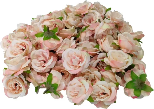 Vista 6 de Cabezas de rosas artificiales de satén de 2.2 pulgadas, 80 cabezas de rosas de seda a granel, flores falsas sin tallo para hacer bien las flores