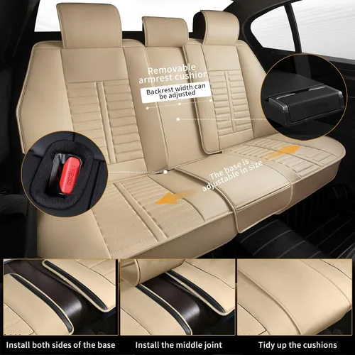 Vista 2 de Juego completo de fundas de asiento de automóvil para Ford Explorer 2004-2023, 2024 y 2025, juego completo de fundas de asiento de cuero con soporte